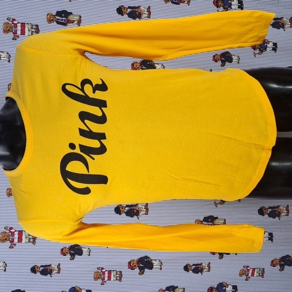 Pink Victoria Secret casual scoop neck Women's Med yellow & black t-shirt - Picture 2 of 4